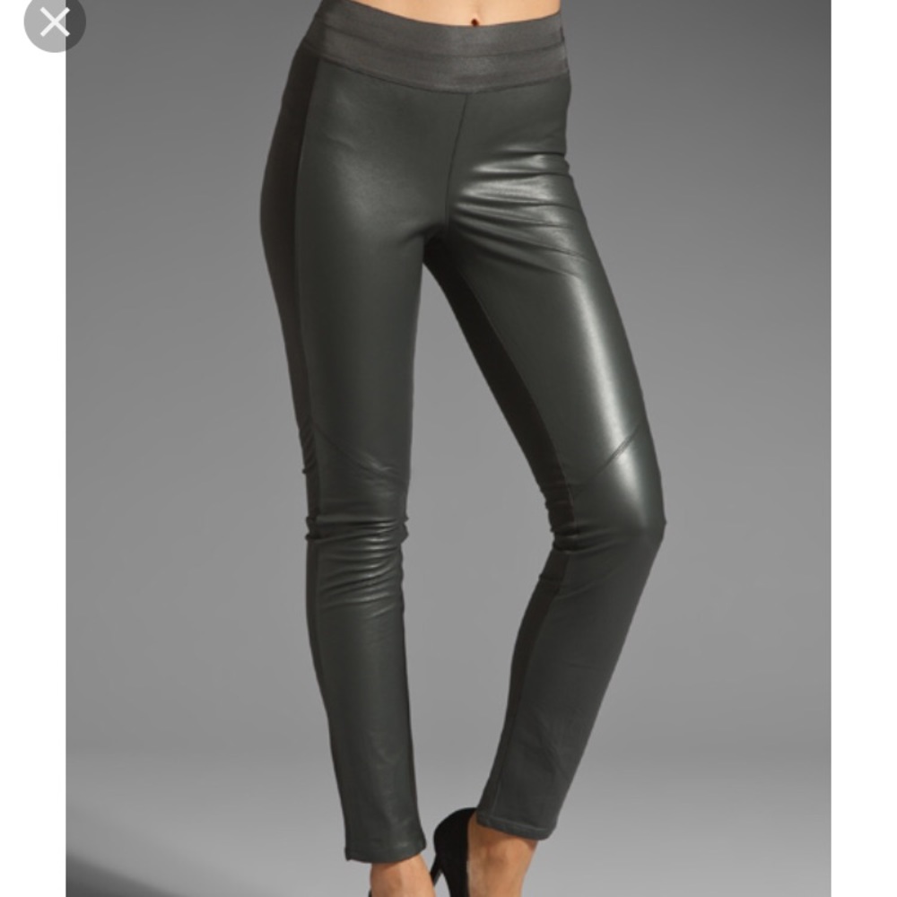 Paige charcoal leather leggings